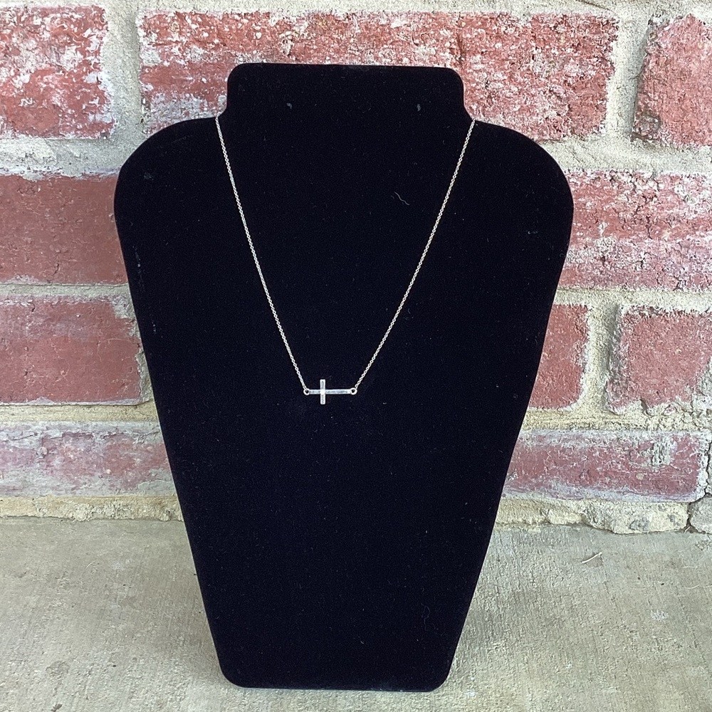 Delicate Silver Horizontal Cross Necklace - Women Jewelry